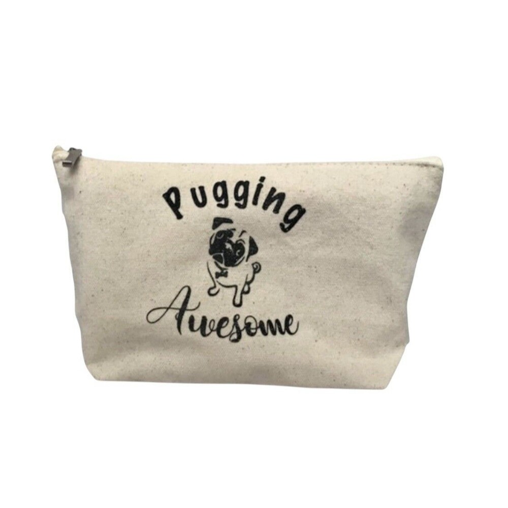 Pug Makeup Bag Gift For Pug Lovers Pug Mom Cosmetic Bag With 'Pugging Awesome'